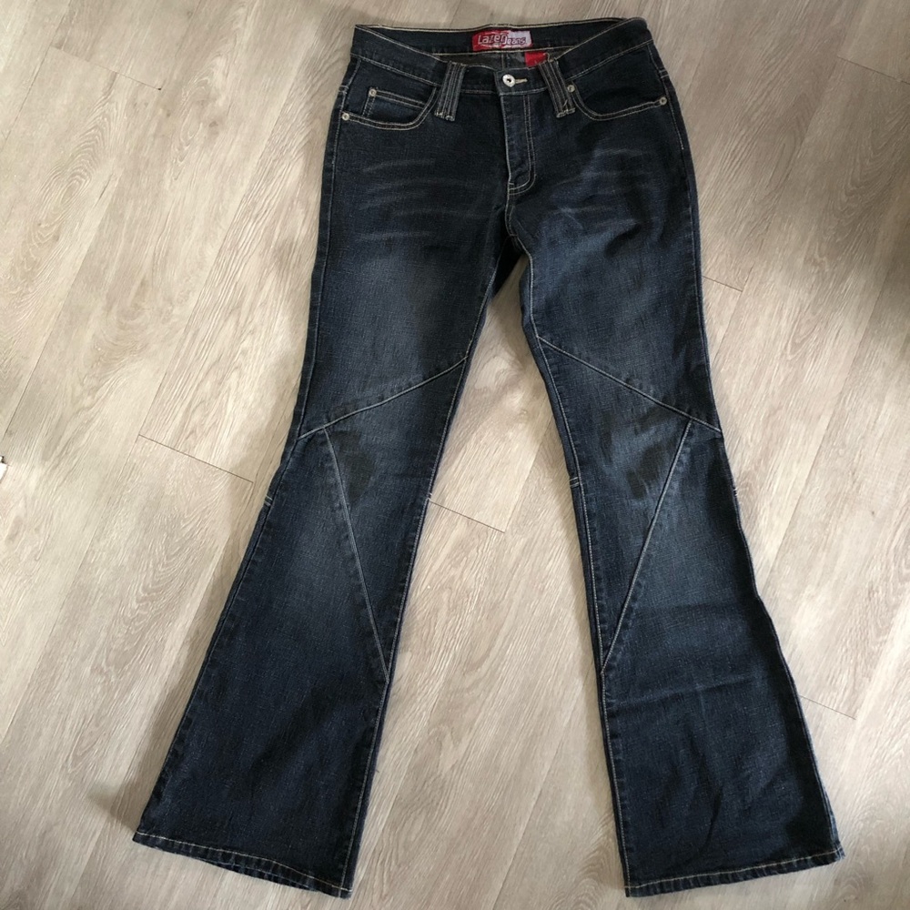 Y2K Vintage Lazer Jeans Denim Flare Bootcut Pant Faded Wash 2000s Juniors Size 5
